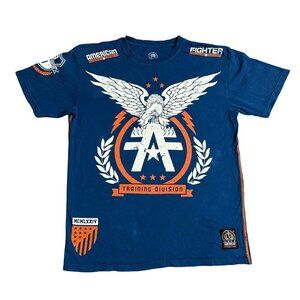 American Fighter Men's Large Graphic T-shirt Training Division Blue Orange